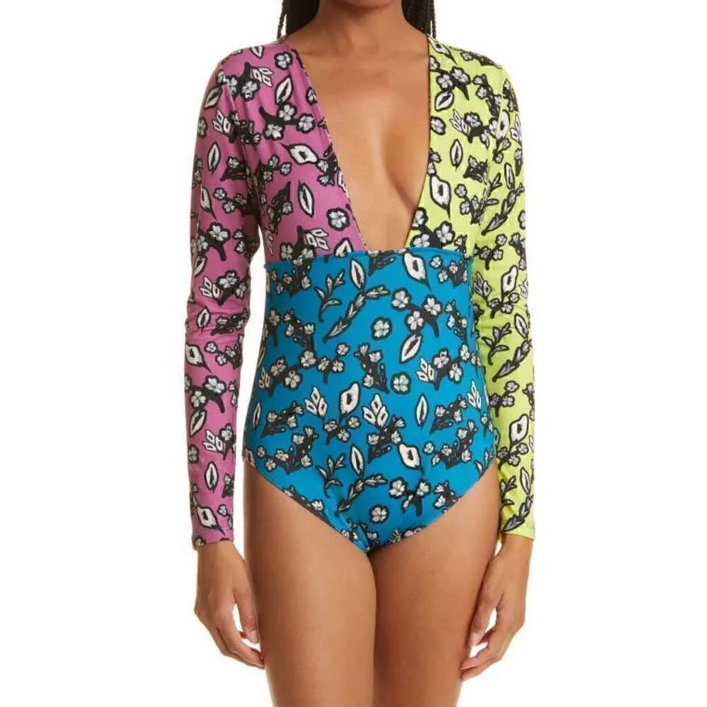 KIMBERLY GOLDSON CHLO MIXED FLORAL BODYSUIT NWT Size Large